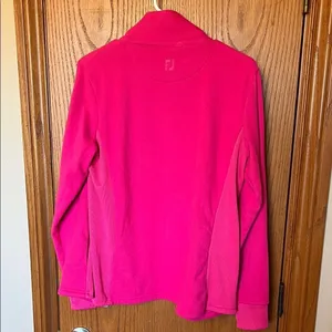 FOOTJOY Fleece Jacket‎ Women Medium Hot Pink Asymmetrical Zip Thumbholes Golf thumbnail 10
