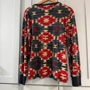Lauren‎ Ralph Lauren Aztec Southwestern Thermal Henley Shirt XL Red Gray Waffle thumbnail 2