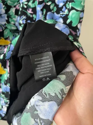 Blue Green Floral Puff Mini Dress Medium Romantic Cottagecore Summer Going Out thumbnail 6