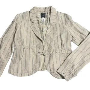 Vintage Women's Diesel‎ Flight Bright Cream Stripe Short Blazer Jacket Sz Small thumbnail 1