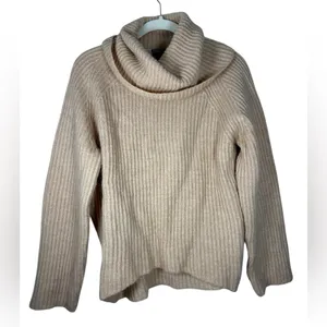 Point Sur Mohair & Wool Blend Ribbed Turtleneck Rib Knit Sweater Pale Peach Sz S thumbnail 3