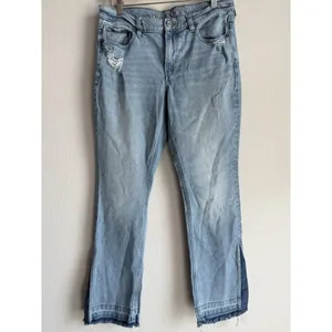 American‎ Eagle Jeans Women's 12 90s Low Rise Skinny Kick Stretch Denim Raw Hem thumbnail 6