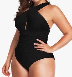 You Di An Women's Swimsuits One Piece Tummy Control Front Cross Backless Swimsuit thumbnail 5