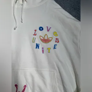 Adidas originals love United Cream Hoodie with Colorful Embroidery XL thumbnail 5