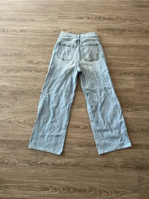Old Navy Sky Hi Jeans Women’s 0 Light Wash Extra High Rise Distressed Wide Leg thumbnail 8