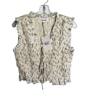 &Merci Sleeveless Smocked Top Dusty Blue Floral L NWT thumbnail 3