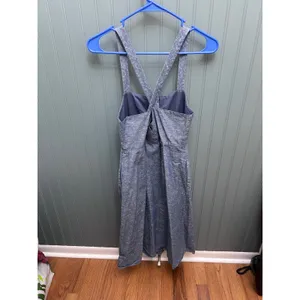 Madewell Blue Cotton Chambray Button Front Cross Back Apron Dress Size 4 thumbnail 6