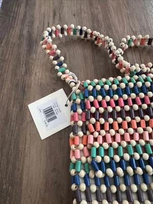 Multicolor Beaded Crossbody Bag Pink thumbnail 4