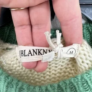 BLANKNYC Women's Size Medium Cream Green‎ Colorblock Cable Knit Sweater NWOT thumbnail 6
