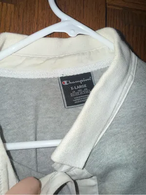 💜Champion Gray and White Polo-Style Sweatshirt thumbnail 2