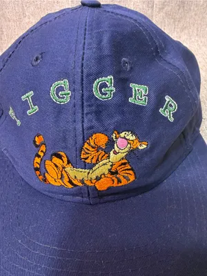 Vintage The Disney Store Tigger Embroidered Hat Adult Cotton Strapback Navy thumbnail 2