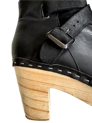 EUC Free People Leather Bungalow Clog Heeled Boots Black Size 9.5 thumbnail 4
