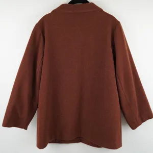Eileen Fisher Wool Zip‎ Up Jacket Pea Coat S Brown Italian Fabric Minimalist thumbnail 2