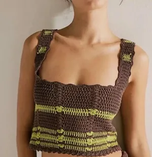 FREE PEOPLE Beach Cover up DONNI Sweater Set Crochet Skirt size small thumbnail 5