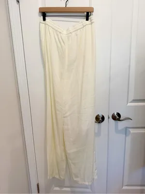 MONDAY SWIMWEAR‎ Tahiti Pants Ivory Wide Leg Drawstring Waist size V 12-14 Beach thumbnail 4