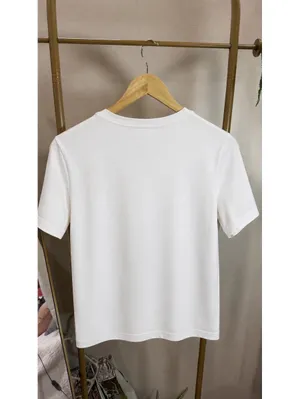 Size M Cute White Graphic Tee with Red Sequin Heart Size M thumbnail 3