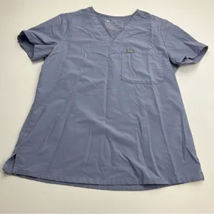 Figs Technical Purple Blue Grey Gray Short Sleeve V-neck Scrub Top Womens Small‎ thumbnail 1