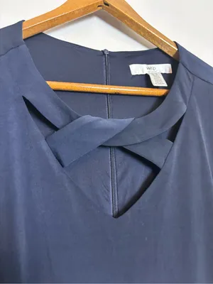 Wisp Woman Navy Blue Office Professional Casual Wedding Guest Keyhole Dress thumbnail 5
