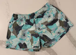 Patagonia Barley Baggies Print Shorts Womens Medium Blue Hibiscus FieldTurquoise thumbnail 1