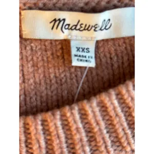Madewell Fringe Chevron Knit Crewneck Sweater Clay Pink XXS wool thumbnail 3