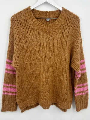Aerie Brown And Pink Cable Knit Sweater Size XS Boho New With Tags thumbnail 7