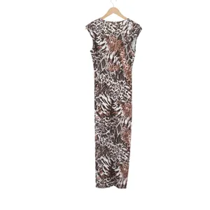 Right Tec Womens Animal Print Maxi Dress Brown Leopard Snakeskin V-Neck Small thumbnail 3