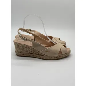 Viscata Espadrille Wedge Sandals Womens 40 US 8.5-9 Beige Canvas Slingback Spain thumbnail 7