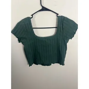OFFLINE by Aerie Med OG Rib Crop‎ Top Forest Green Square Neck Athleisure Preppy thumbnail 4