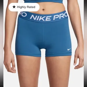 NEW Nike Pro Women's 3" Shorts Industrial Blue/White CZ9857-457 Size XXL 2XL thumbnail 6
