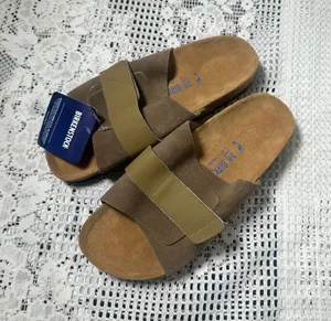 Birkenstock Kyoto Taupe Suede Slides thumbnail 1