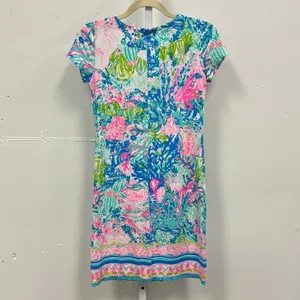 Lilly Pulitzer Tropical Reef Sea Life Print Split Neck Knit Shift Mini Dress XXS thumbnail 2