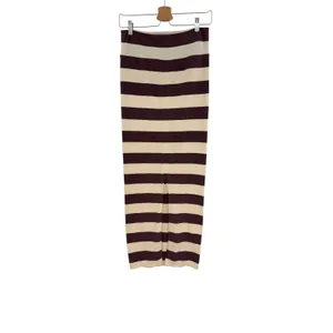 Free People Stripe Column Maxi Skirt Aubergine Oatmeal Stripe Knit Size Small‎ thumbnail 7