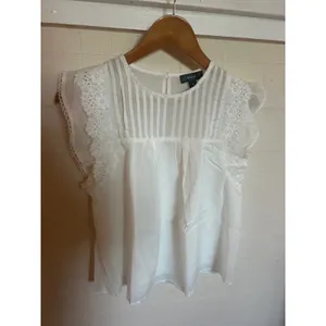 AQUA Juliana Flutter Sleeve Top ROMANTIC FEMININE 100% COTTON White Size Small S thumbnail 2