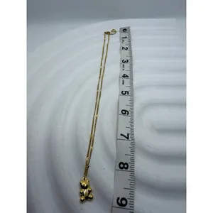 Gold‎ Teddy Bear Pendant Necklace – 14K Plated Stainless Steel Chain thumbnail 6