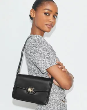 Tory Burch Robinson Spazzolato Shoulder Bag Black thumbnail 2