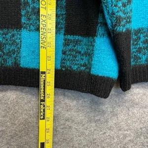 Vintage GAP Clothing Sweater Women's Medium‎ Blue Black Check Thick Knit Wool thumbnail 12