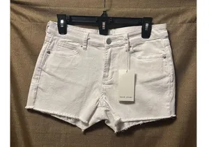 NWT Dear John Ava Frayed Hem Jean Shorts Optic White Size 28 thumbnail 1