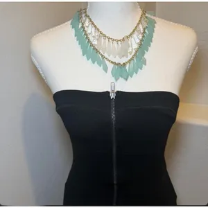 Black Strapless Mini Dress Womens Small Zip Front Bodycon Stretch Tube Dress thumbnail 7