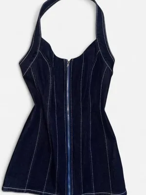 Dark Blue Denim Zip thumbnail 1