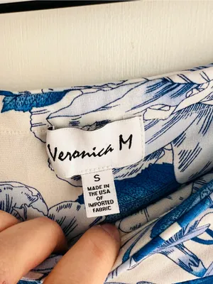 Veronica M Blue White Floral High Rise Flare Pants Bell Bottom Yoga Stretch thumbnail 6