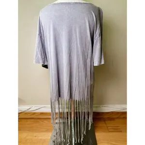 AC/DC Women's Short Sleeve Cropped T-shirt Grey Band Tee Fringe Size XL thumbnail 2