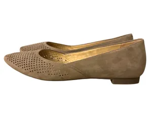 Vionic Posey Perforated Suede Pointed Toe Flats Taupe Size 8 thumbnail 2