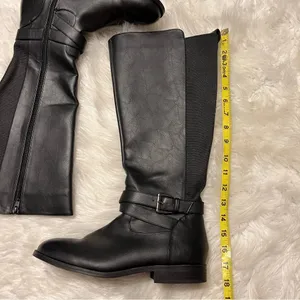 A New Day Black Faux Leather Tall Riding Boots Target Size 10 Buckle detail thumbnail 5