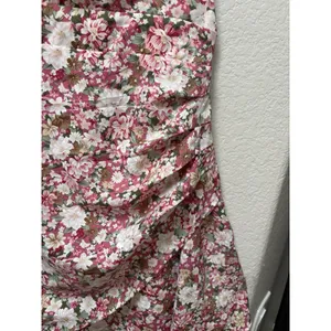 Pink Floral Ruched Mini Sundress Strappy Backless Sweetheart Romantic Sz Medium thumbnail 3