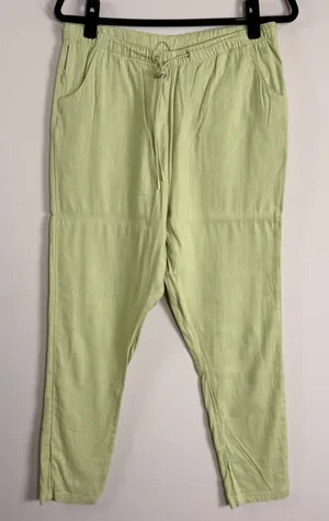 Roark Campover Pants Soft Lime Green Elastic Waist Tapered Leg Womens Medium thumbnail 1