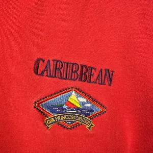 Vintage Princess Cruises Caribbean 1/4 Zip Sweatshirt in Red Size Medium thumbnail 3