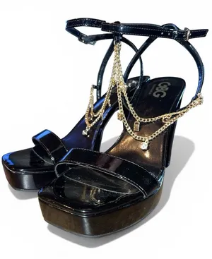 NEW GBG Black Platform Heels with Gold Charms Size 8.5 thumbnail 1