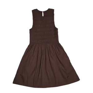 Madewell Brown The Melody Smocked Mini Dress Size XS NWT Cotton Poplin Summer thumbnail 4