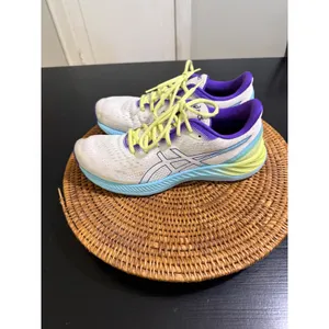 Asics Gel-Excite 8 Womens Running Shoes White Purple Lime Green Sneakers thumbnail 4