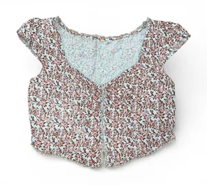 Free people blue floral crop top! thumbnail 1